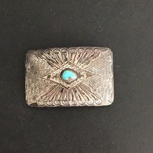 Albert Bighand Sterling & Turquoise Belt Buckle
